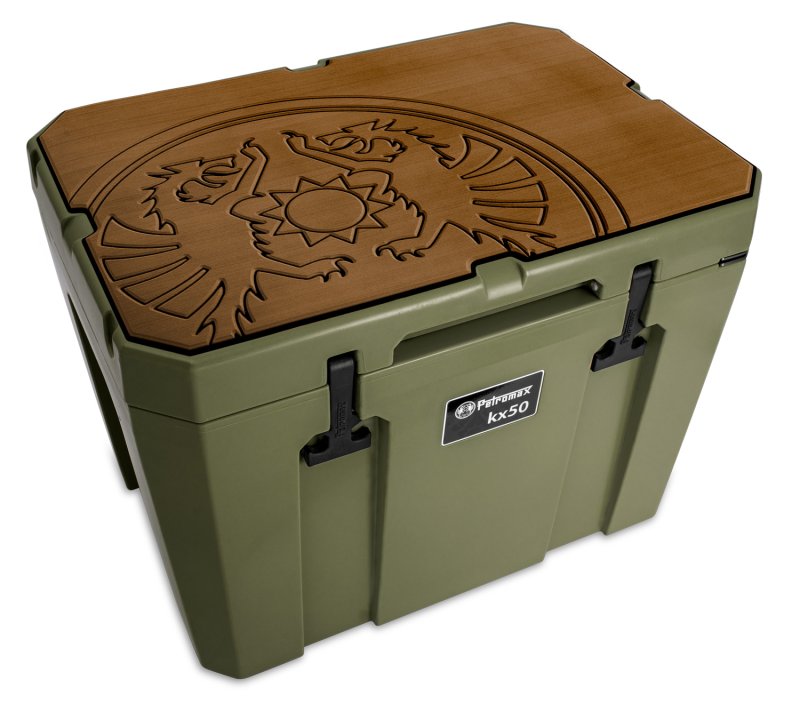 Petromax Haft-Auflage für Kühlbox kx50 braun mit Drachenemblem