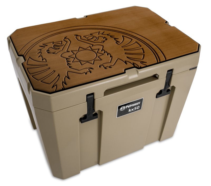 Petromax Haft-Auflage für Kühlbox kx50 braun mit Drachenemblem