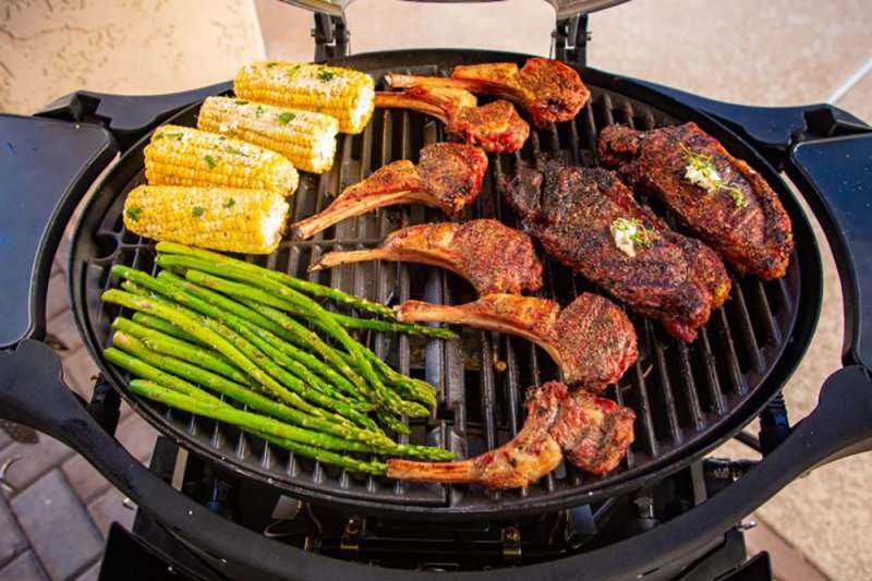 Pit Boss Gasgrill Sportsman 2 / Campinggrill - inkl. Unterwagen, Grillplatte, Warmhalterost, Pfannenuntersetzer und Abdeckhaube