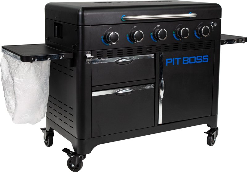 Pit Boss Plancha Grill Ultimate Plancha 5-Brenner Grillstation - inkl. 5-teilig Grillbesteck Set + Abdeckhaube