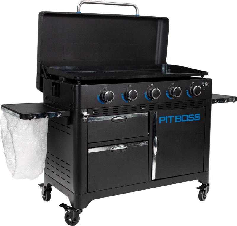 Pit Boss Plancha Grill Ultimate Plancha 5-Brenner Grillstation - inkl. 5-teilig Grillbesteck Set + Abdeckhaube