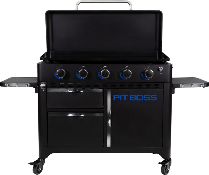 Pit Boss Plancha Grill Ultimate Plancha 5-Brenner Grillstation - inkl. 5-teilig Grillbesteck Set + Abdeckhaube
