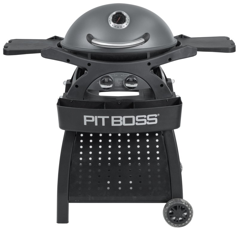Pit Boss Gasgrill Sportsman 2 / Campinggrill - inkl. Unterwagen, Grillplatte, Warmhalterost, Pfannenuntersetzer und Abdeckhaube
