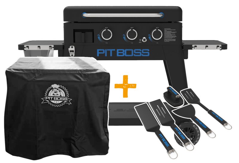 Pit Boss Plancha Grill Ultimate Plancha 3-Brenner mit Untergestell - inkl. 5-teilig Grillbesteck Set + Abdeckhaube