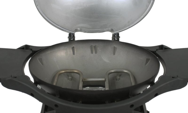 Pit Boss Gasgrill Sportsman 2 / Campinggrill - inkl. Unterwagen, Grillplatte, Warmhalterost, Pfannenuntersetzer und Abdeckhaube