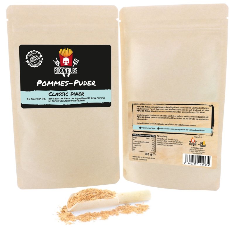 Rock'n Rubs - Pommes Puder - Classic Diner - 100g Beutel