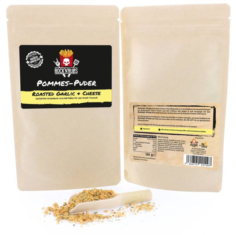 Rock'n Rubs - Pommes Puder - Roasted Garlic & Cheese - 100g Beutel
