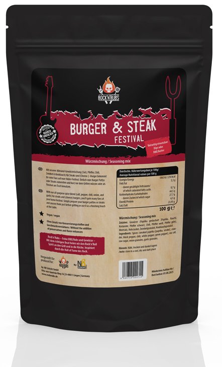 Rock'n Rubs - Steak & Burger Festival - BBQ Rub 100 g Beutel