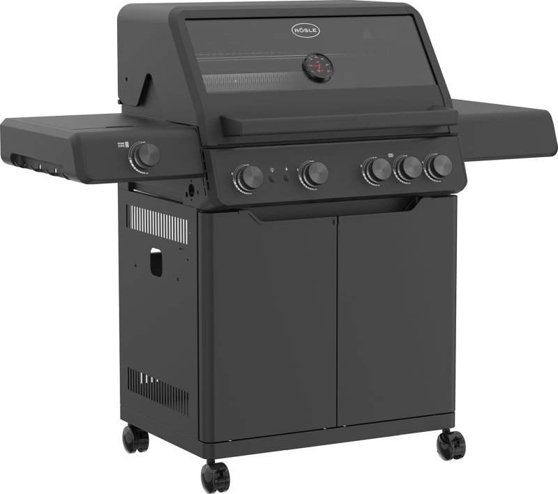 Rösle Gasgrill ALLFLAME Hero 4 - GRILLFÜRST EDITION mit Edelstahlrosten - inkl. Abdeckhaube und Outdoorchef Easy Check Thermometer Dual