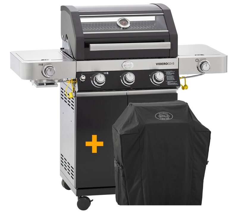 Rösle Gasgrill Videro G3-S VARIO+ schwarz - Modell 2024 inkl. Abdeckhaube