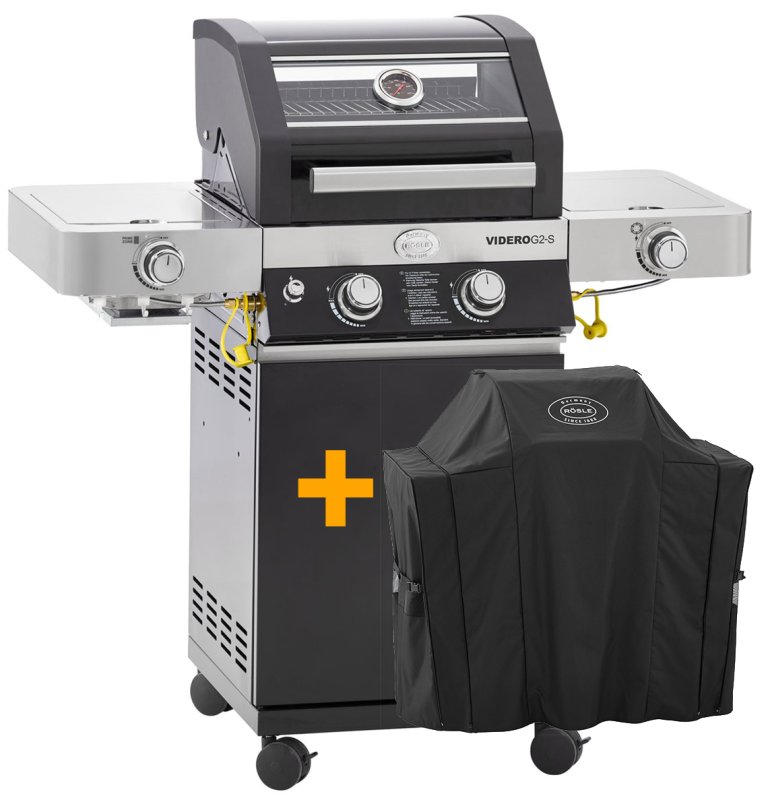 Rösle Gasgrill Videro G2-S VARIO+ schwarz - Modell 2023 inkl. Abdeckhaube