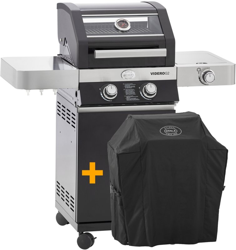 Rösle Gasgrill Videro G2 schwarz - Modell 2022 inkl. Abdeckhaube