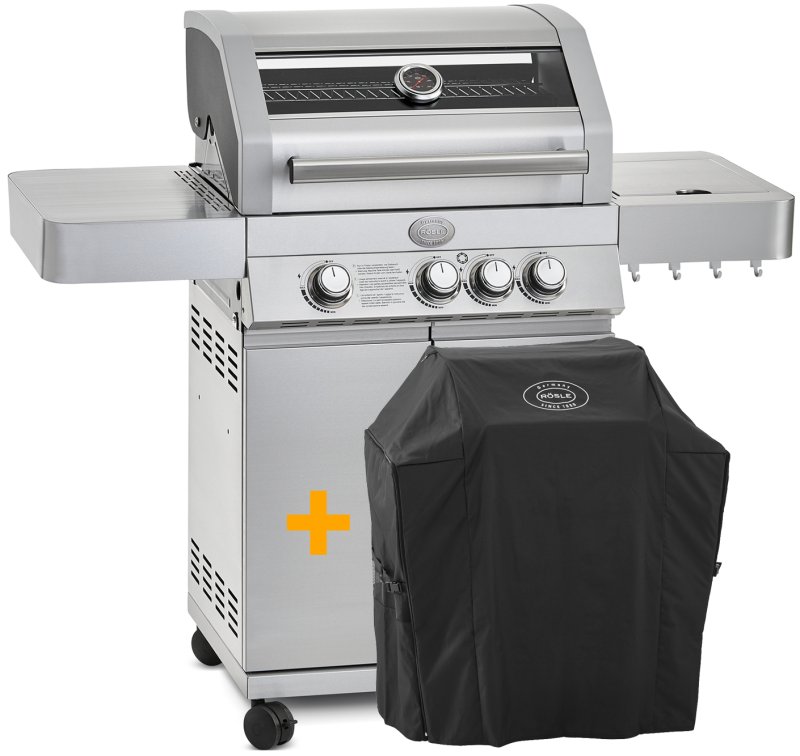 Rösle Gasgrill Videro G3 Edelstahl - inkl. Abdeckhaube