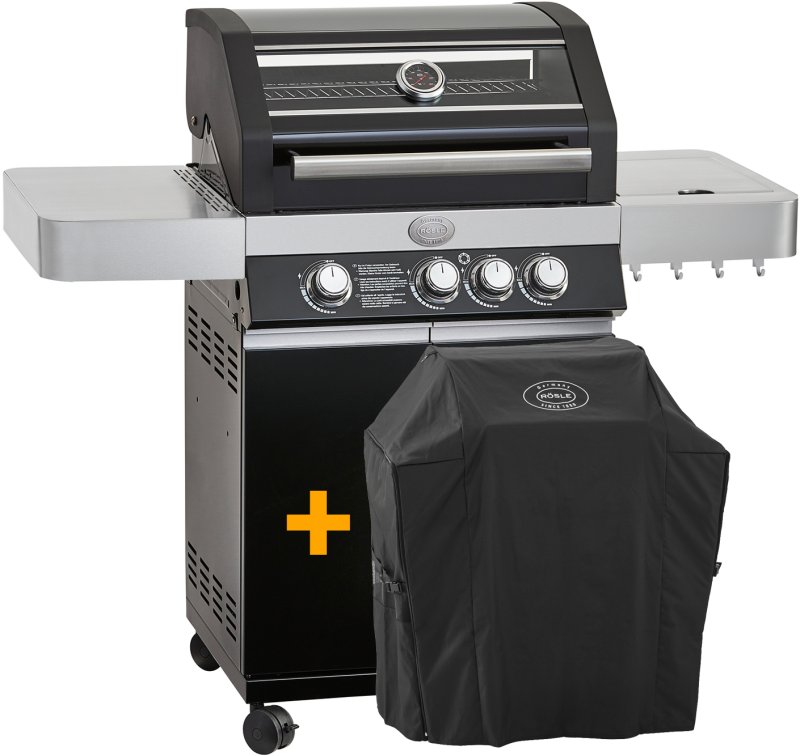 Rösle Gasgrill Videro G3 schwarz - Modell 2023 inkl. Abdeckhaube