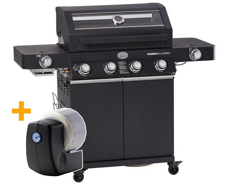 Rösle Gasgrill BBQ-Station Videro G4-S Vario+ Nero schwarz - Modell 2023 - SMART Deal inkl. Grillfürst Grill Control