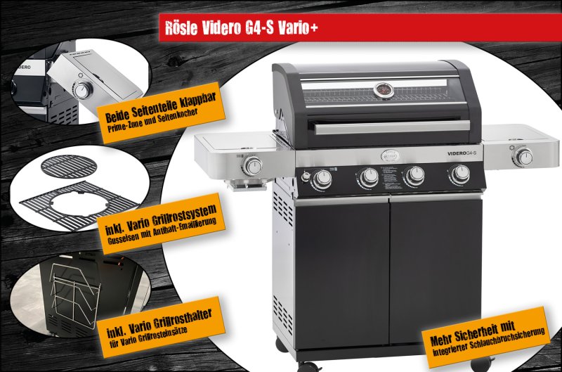 Rösle Gasgrill Videro G4-S VARIO+ schwarz - Modell 2025