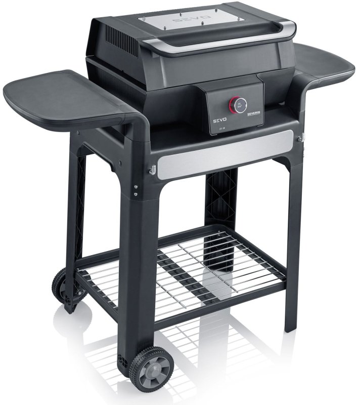 Severin Elektrogrill SEVO GTS - Boost Zone 500°C - mit Deckel und Grillwagen - 3.000 W