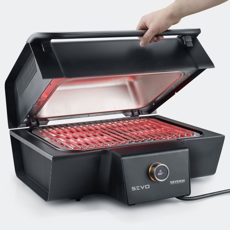 Severin Elektrogrill SEVO GTS - Boost Zone 500°C - mit Deckel und Grillwagen - 3.000 W - Ausstellungsstück