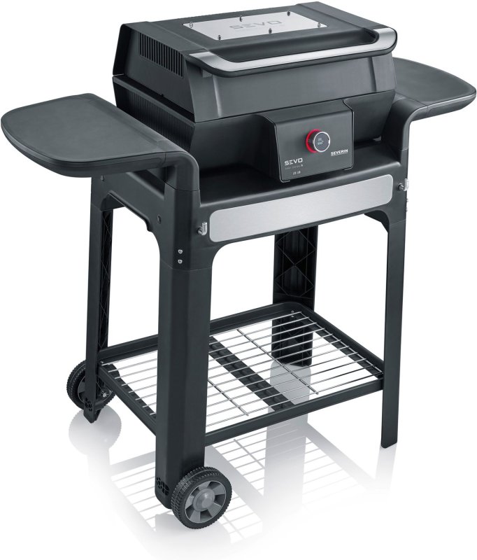 Severin Elektrogrill SEVO Smart Control GTS - Boost Zone 500°C - mit Deckel und Grillwagen - 3.000 W