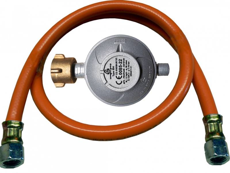 TGO Gas Anschlussgarnitur Standard mit einstufigem Druckminderer / Flasche (KLF) x 1/4“L, 50mbar