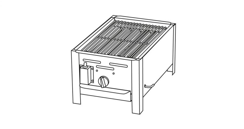 TGO 1-Brenner Gastrobräter / Gasbräter mit verchromten Rost