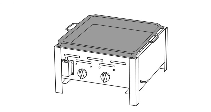 TGO 2-Brenner Gastrobräter / Gasbräter mit Stahlpfanne