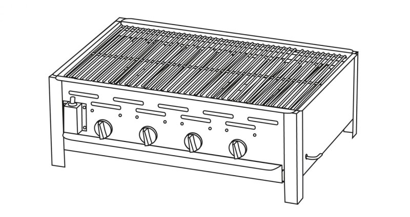 TGO 4-Brenner Gastrobräter / Gasbräter mit verchromten Rost