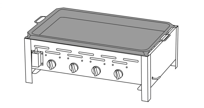 TGO 4-Brenner Gastrobräter / Gasbräter mit Stahlpfanne