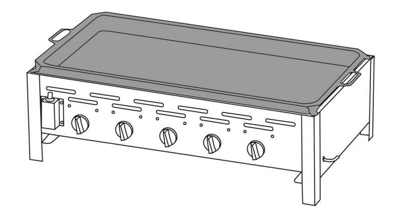 TGO 5-Brenner Gastrobräter / Gasbräter mit Stahlpfanne