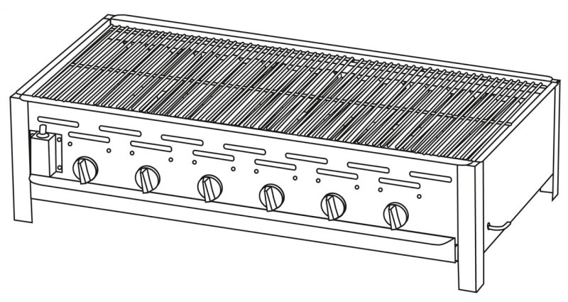 TGO 6-Brenner Gastrobräter / Gasbräter mit verchromten Rost