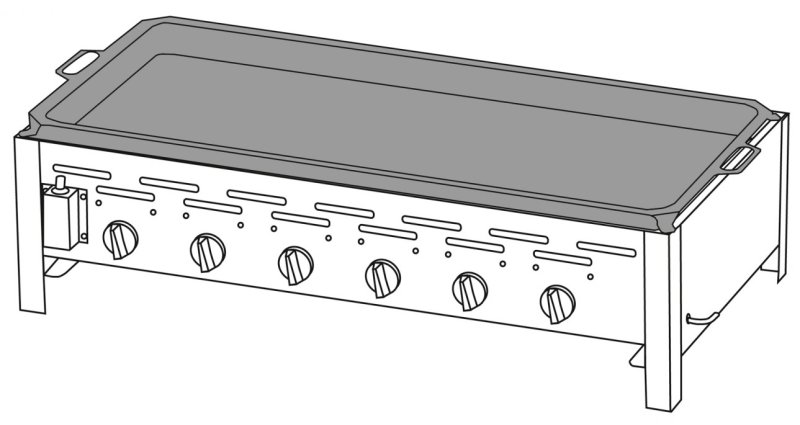 TGO 6-Brenner Gastrobräter / Gasbräter mit Stahlpfanne