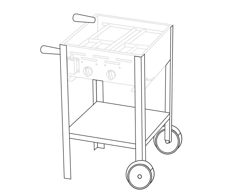 Untergestell fahrbar für 2 Brenner Gastrobräter TGO