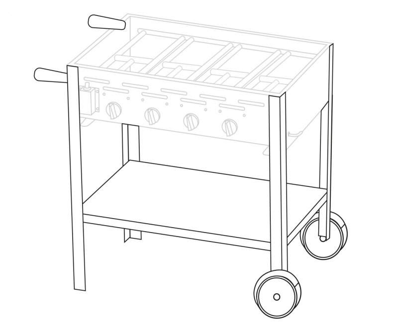 Untergestell fahrbar für 4 Brenner Gastrobräter TGO