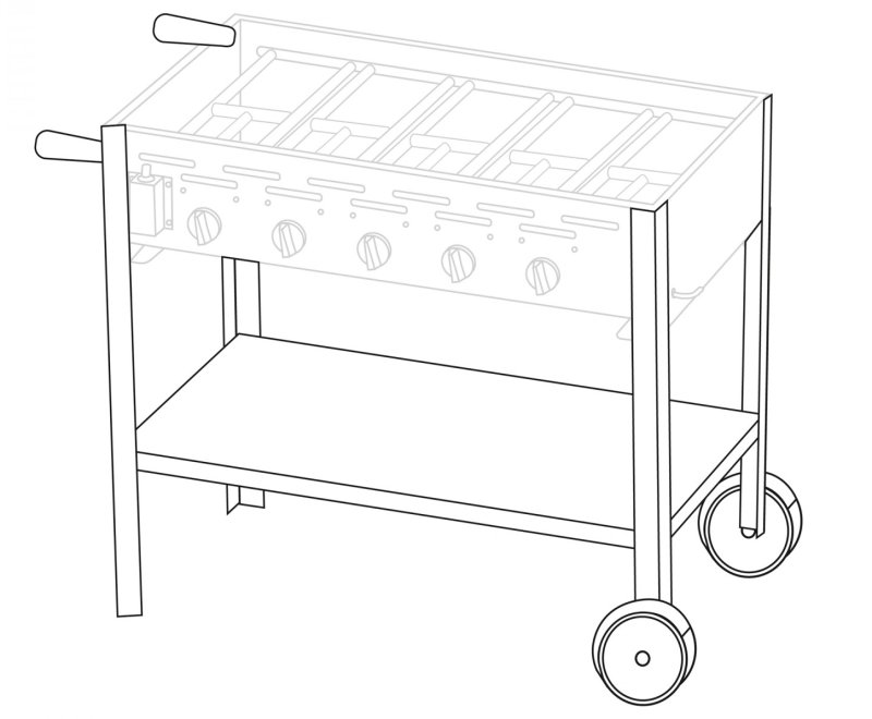 Untergestell fahrbar für 5 Brenner Gastrobräter TGO