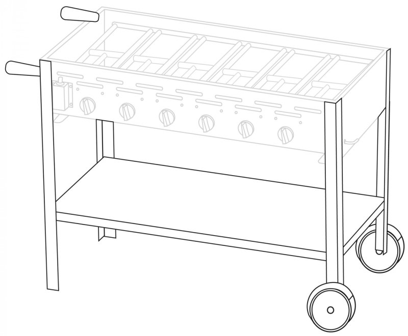 Untergestell fahrbar für 6 Brenner Gastrobräter TGO