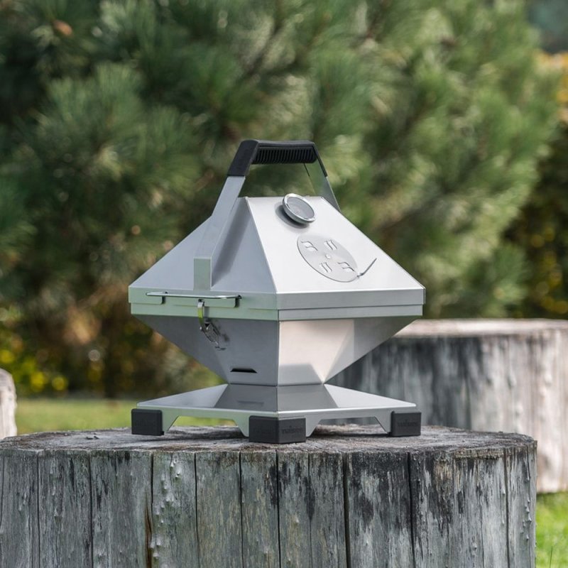 Thüros T1 ToGo Holzkohle Tischgrill Edelstahl mit BBQ Haube 30x30 cm