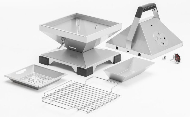 Thüros T1 ToGo Holzkohle Tischgrill Edelstahl mit BBQ Haube 30x30 cm