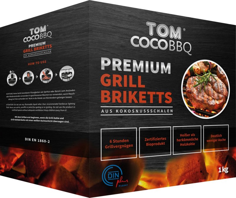 TOM COCOCHA Rot Kokos Grillbriketts 4 x 3 x 2,5 cm / 4 kg