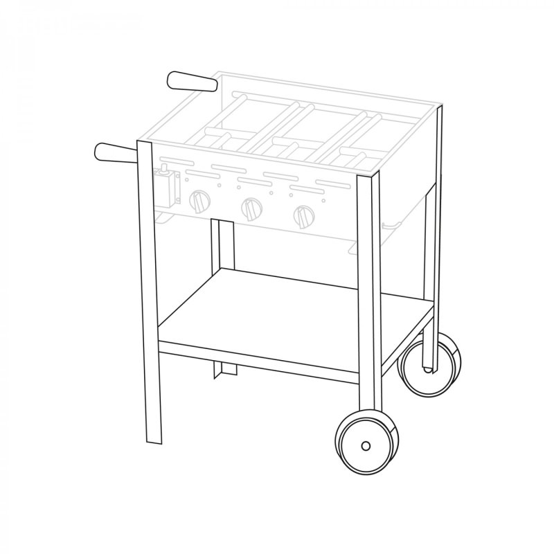 Untergestell fahrbar für 3 Brenner Gastrobräter TGO