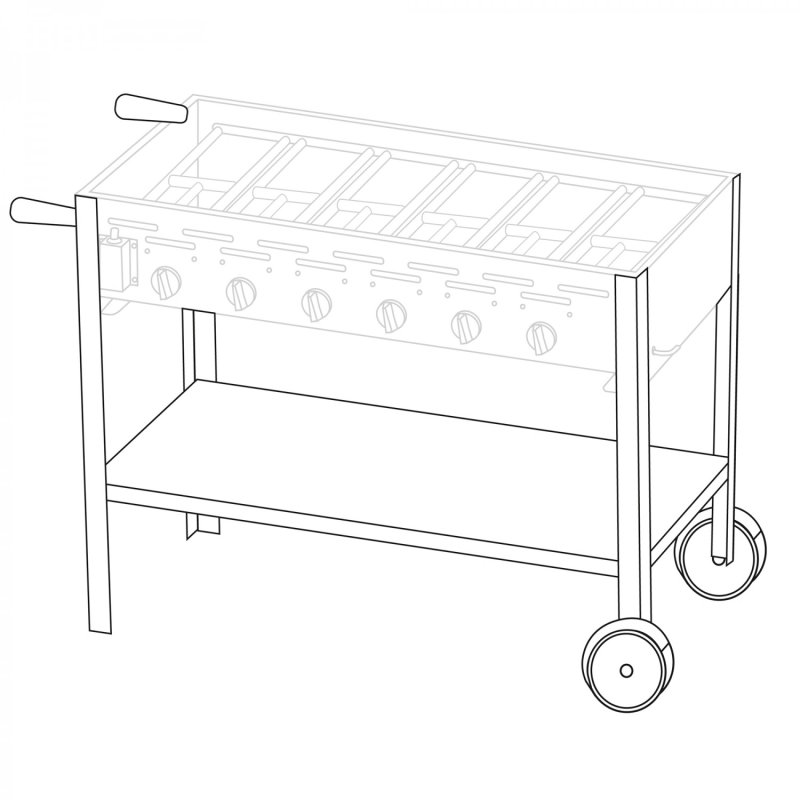 Untergestell fahrbar für 6 Brenner Gastrobräter TGO