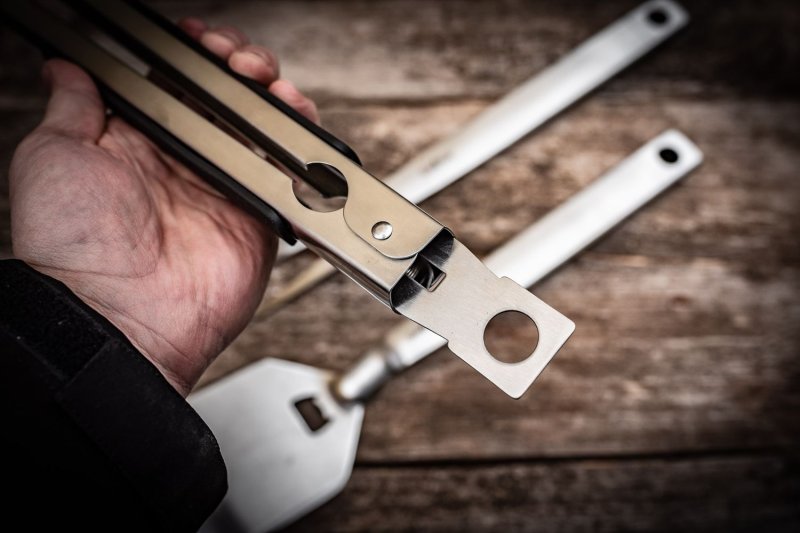 Grillfürst Premium Edelstahl Grillbesteck Set mit Grillzange, -Wender und -Gabel