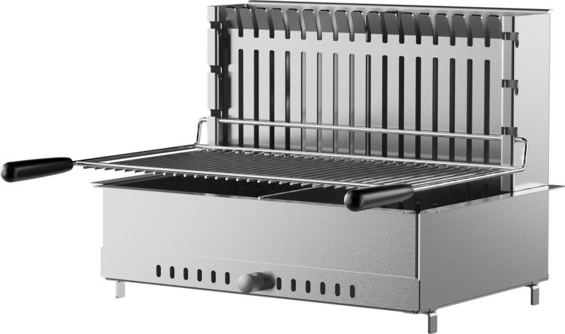 WMF Outdoor Küche Grillmodul - mit Holzkohlegrill inkl. Drehspießset mit Motor, Schaschlikspießen und Edelstahlrost