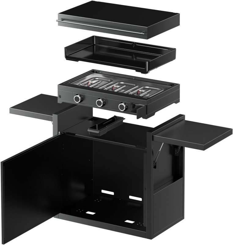 WMF Plancha Grill Gas - Edition One, 75 cm - inkl. Planchawagen, Planchadeckel und Abdeckhaube