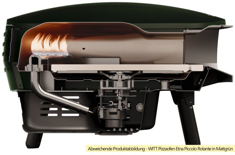 Witt Pizzaofen Gas Etna Piccolo Rotante matt schwarz - inkl. Pizzaschieber, Pizzaschneider & Infrarot Thermometer