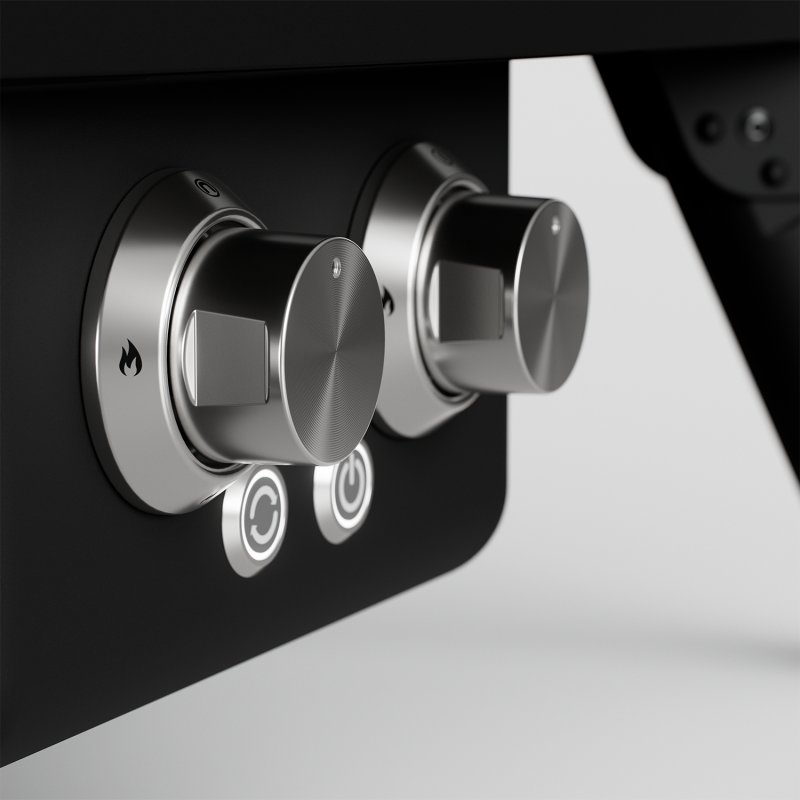 Witt Pizzaofen Gas Etna Rotante Control matt schwarz - Outdoorküchen Starterpaket inkl. Pizzatisch, Pizzaschieber & Pizzaschneider BLACK EDITION