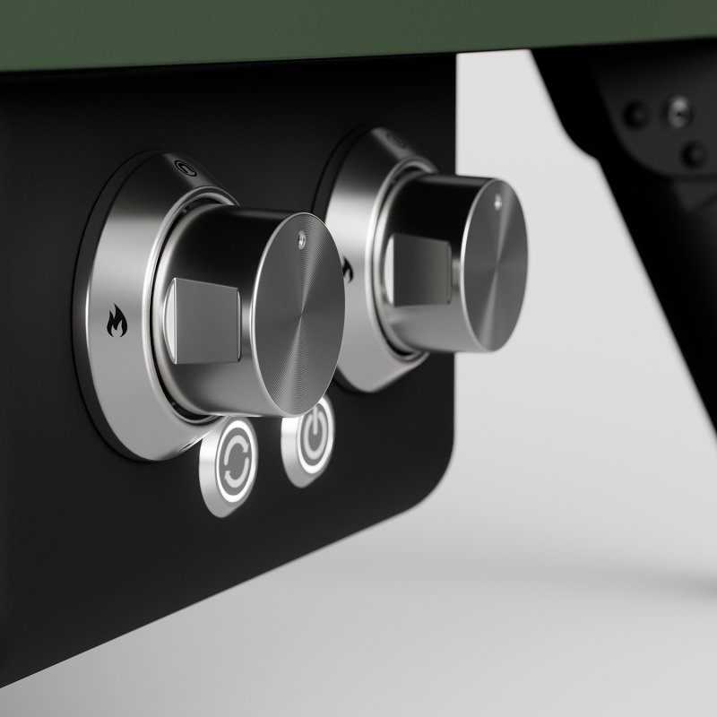 Witt Pizzaofen Gas Etna Rotante Control matt grün - mit rotierendem Pizzastein & LCD-Display