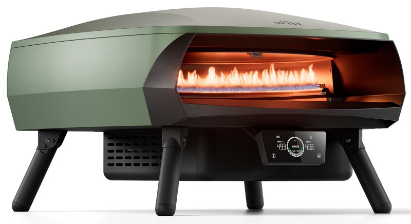 Witt Pizzaofen Gas Etna Rotante Control matt grün - mit rotierendem Pizzastein & LCD-Display