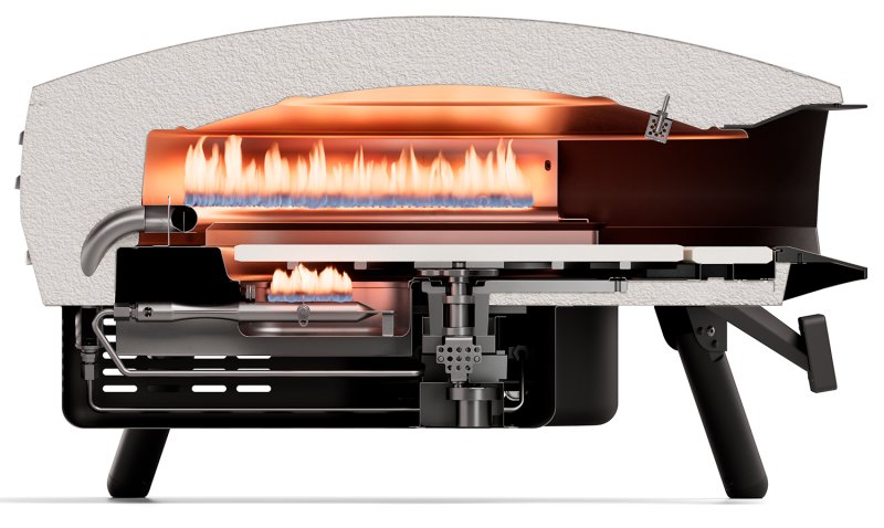 Witt Pizzaofen Gas Etna Rotante Control matt schwarz - Outdoorküchen Starterpaket inkl. Pizzatisch, Pizzaschieber & Pizzaschneider BLACK EDITION