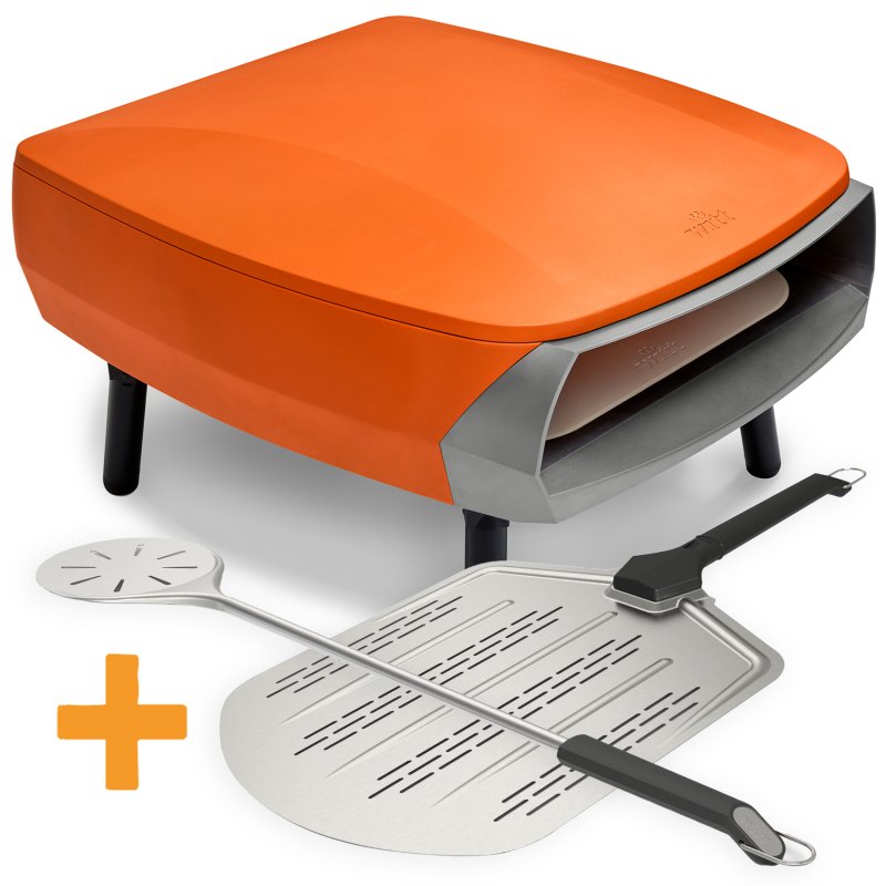 Witt Pizzaofen Gas Etna Fermo 16" matt orange - inkl. Pizzaschieber 36 cm + Pizzawender