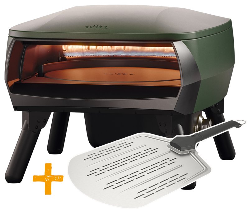 Witt Gas Pizzaofen Etna Piccolo Rotante matt grün inkl. Pizzaschieber